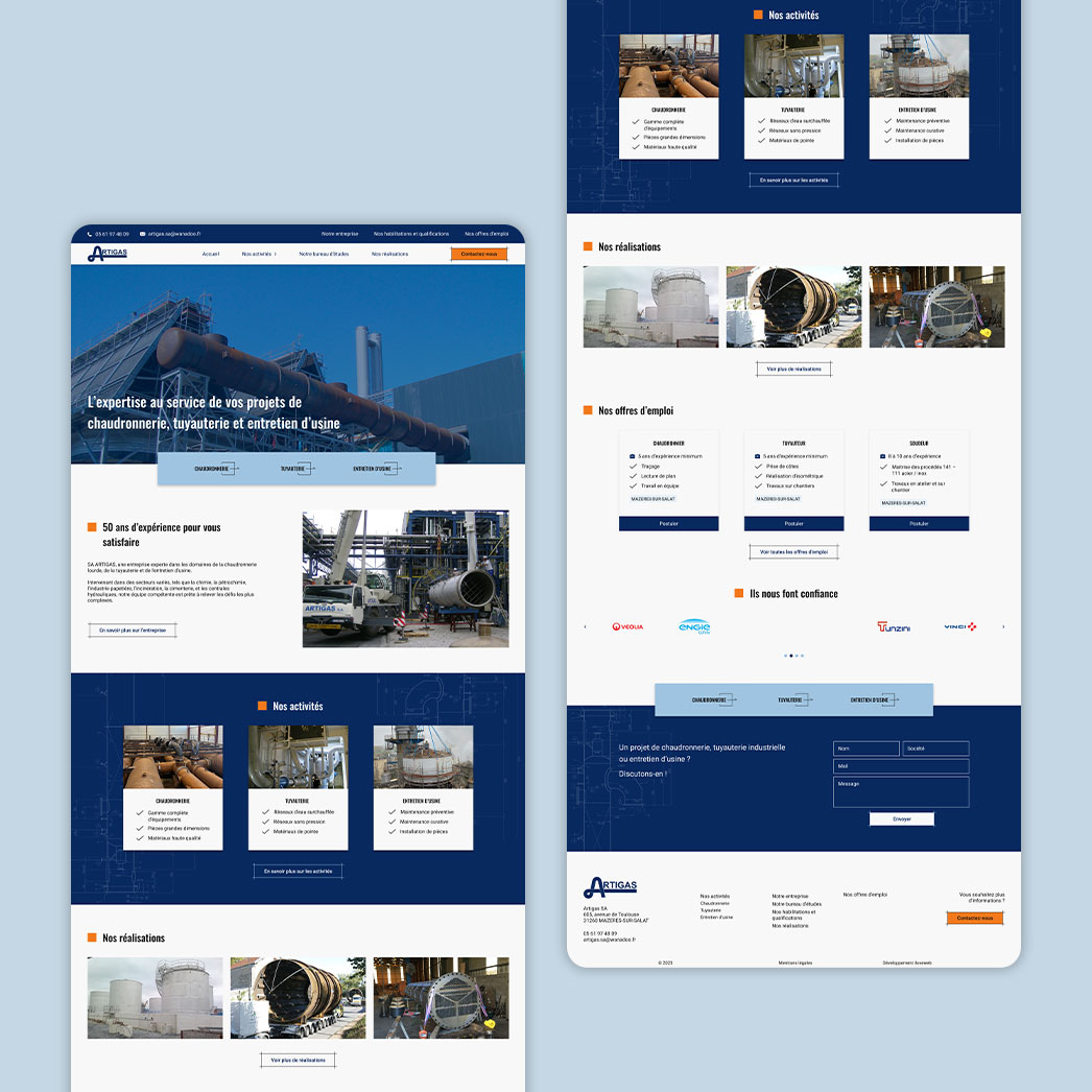 Page d'accueil du site web de SA Artigas