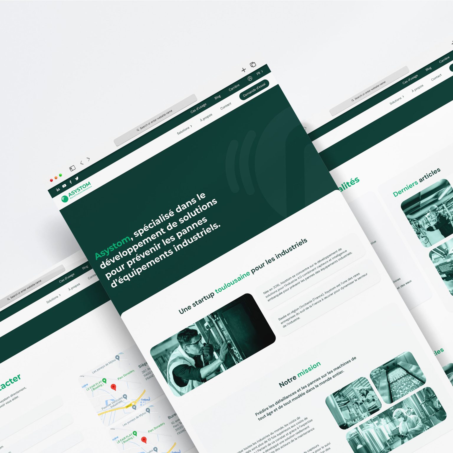 Aperçu d'autres pages du site web d'Asystom