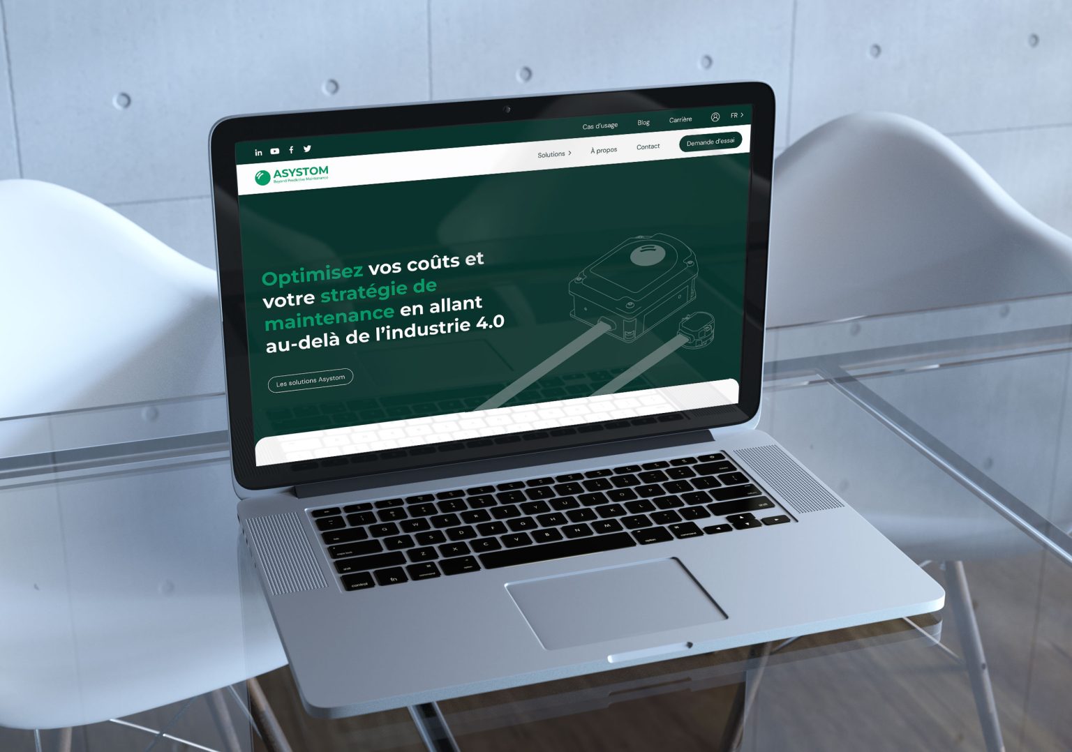 Aperçu de l'accueil du site d'Asystom