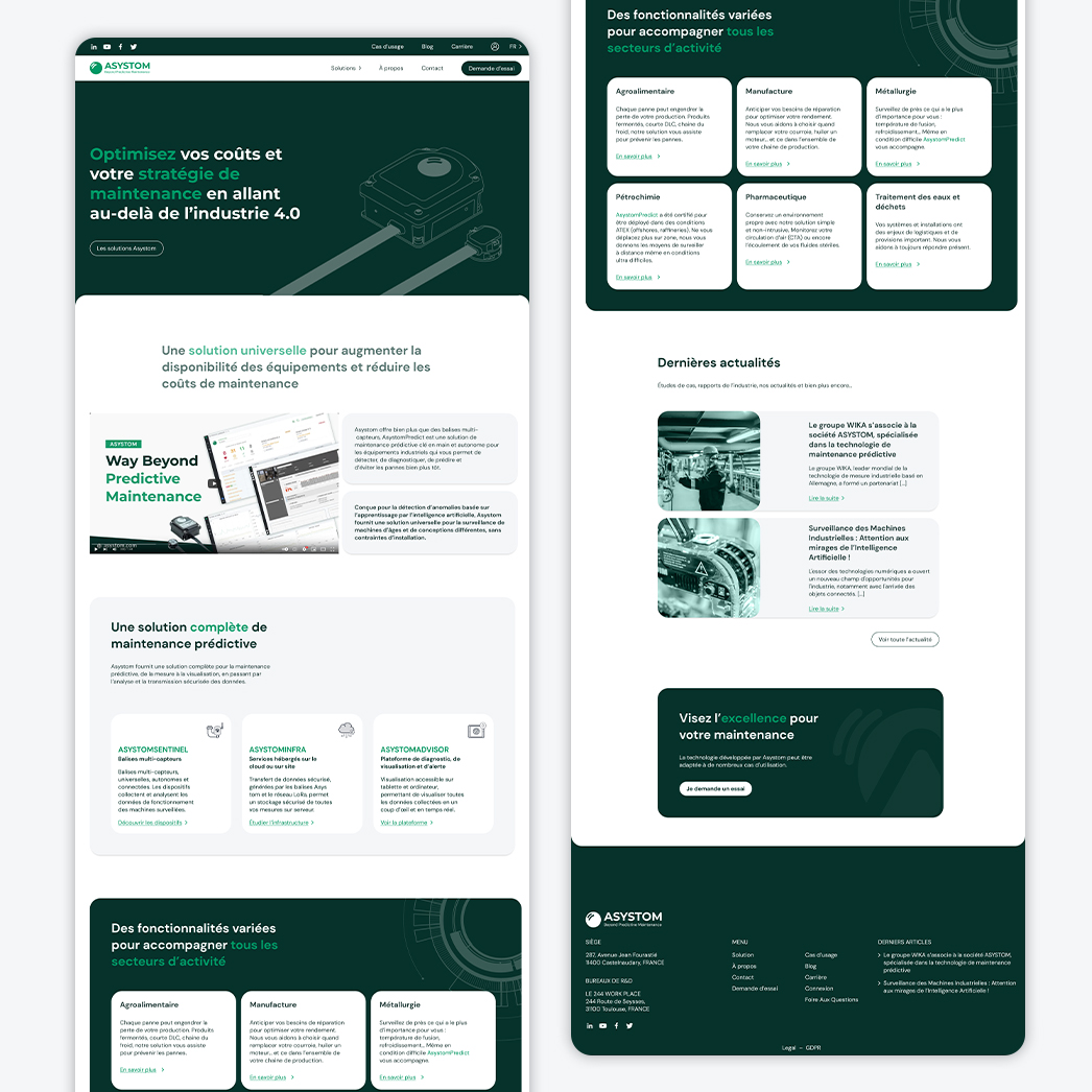 Page d'accueil du site web d'Asystom